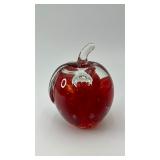 VTG Joe St Clair Clear and Red Apple Paperweight