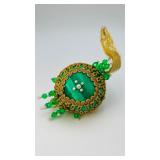 Vintage Handmade Christmas Green/Gold Ornament