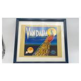 Framed Vintage Vandalia Brand Citrus Crate Label
