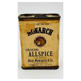 Vintage 2 oz. Tin of Monarch Brand Ground Allspice