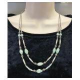 2-Strand Sterling Necklace w/ Aventurine Beads