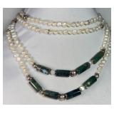 VTG Freshwater Pearls & Moss Agate Necklace