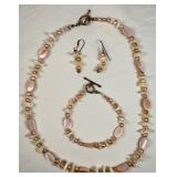 925 Mother of Pearl Necklace/Bracelet/Earrings Set