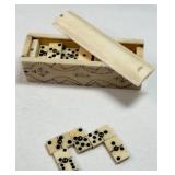 ANTQ Mini Domino Set From Carved Bone & Brass Pin