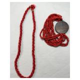 Handmade Red Beaded Necklace & Bracelet
