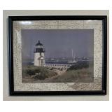 Lighthouse Boat Scene Framed Poster