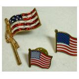 3 U.S.A. Flag Brooch/Pins
