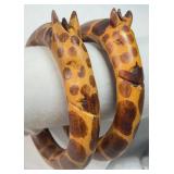 2 VTG Handcarved Wood Bracelets