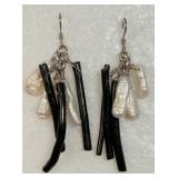Handmade Irregular Pearl & Coral Branch Earrings