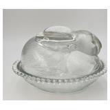 Vintage Indiana Glass Bunny on a Nest Candy Diish