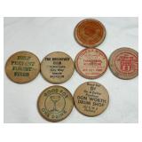 7 VTG Wooden Token Chips