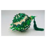 Vintage Handmade Christmas Green/White Ornament