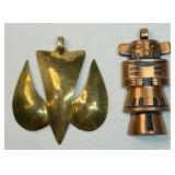 2 Handcrafted Pendants (Brass and Copper)