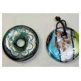 2 Handmade Lampwork Glass Pendants