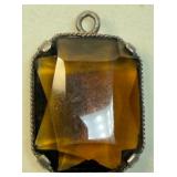 VTG Smoky Quartz or Faux Citrine Pendant