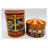 2 Vintage Animal Cookie Tins