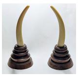 Pair of Genuine Pre-Ban Elephant Ivory Tusk Decor