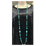 48ï¿½ Long Necklace of Blue Glass Beads