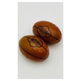 2 VTG Tin Lithograph Football-shaped Containers