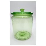 Vintage Vaseline Green Depression Glass Canister