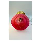 VTG Fenton cranberry hobnail opalescent glass lamp