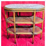 *Louis XVI ThreeTiered Rattan Marble Top ï¿½tagï¿½re