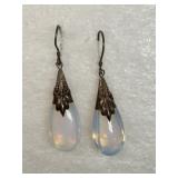 925 Opalite Sea Glass Teardrop Dangle Earrings