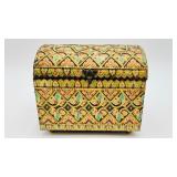 Vtg Hinged Lid Trunk-Style Tin
