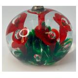 St. Clair Floral Art Glass Paperweight Pen Holder