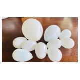 10 Vintage or Antique Hand-blown Milk Glass Eggs