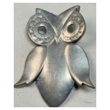VTG Reed & Barton Pewter Owl Pendant