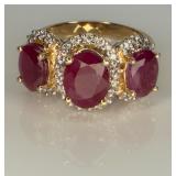 Genuine Ruby & Diamond 14K Yellow Gold Ring