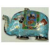VTG Turquoise Enamel Cloisonnï¿½ Elephant Pendant
