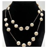 Sterling Silver & Freshwater Coin Pearl Necklace