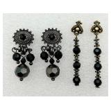 2 Pair Fancy Black Fashion Earrings