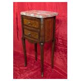 *Antique Louis XV Walnut & Marble Top Side Table