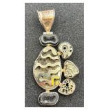 Large Sterling Silver & Ammonite Pendant