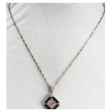 925 Sapphire Blue Color w/ Cz Necklace