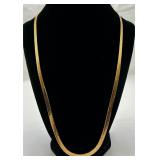 Very Nice 22ï¿½ Gold Tone Herringbone Chain Necklace
