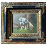 *Signed Original Puppy Painting in Ornate Frame