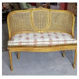 *Beautiful Gilt Wood Rattan Bench