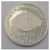 1987 US Constitution Quill Scroll Silver Dollar