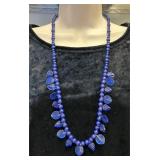 Deep Blue Glass Beaded Necklace