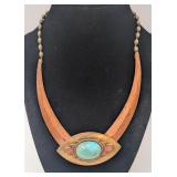 Fancy Copper, Brass, & Turquoise 20' Necklace