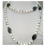 925 Howlite & Gray Cloudy Quartz Necklace