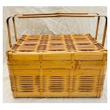 Vintage Occupied Japan Bamboo Sewing Basket
