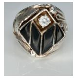 925 Onyx & Cz Ring