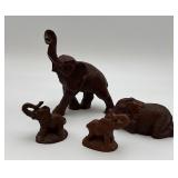 Carved Dark Wooden Elephants
