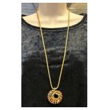 Golden Round Pendant on Chain