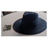 *New Dark Blue Suede Fedora Size M